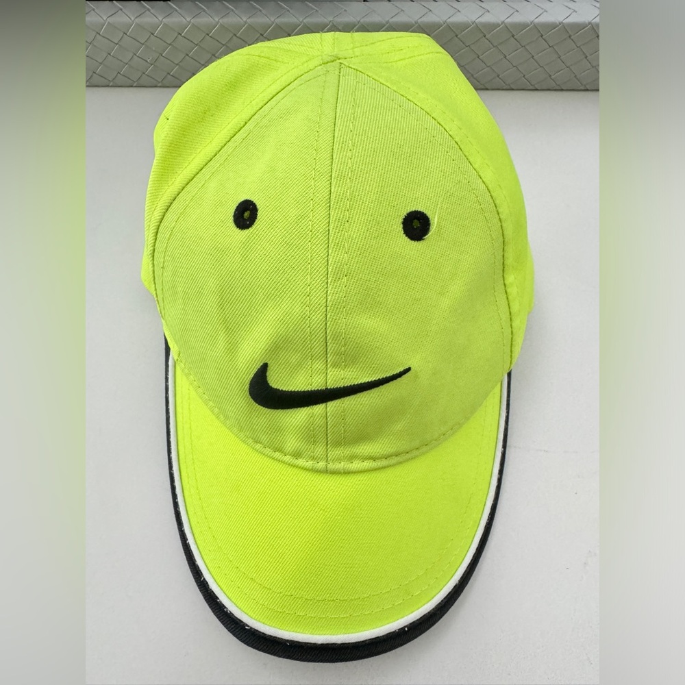 Nike Hat Kids Toddler Neon Green Baseball Strapback Cap Athletic Center Swoosh